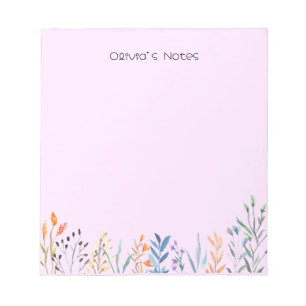 Bloc-note dégradé de fleurs rose Nom personnalisé