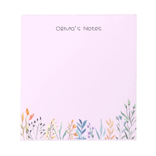 Bloc-note dégradé de fleurs rose Nom personnalisé (Devant)