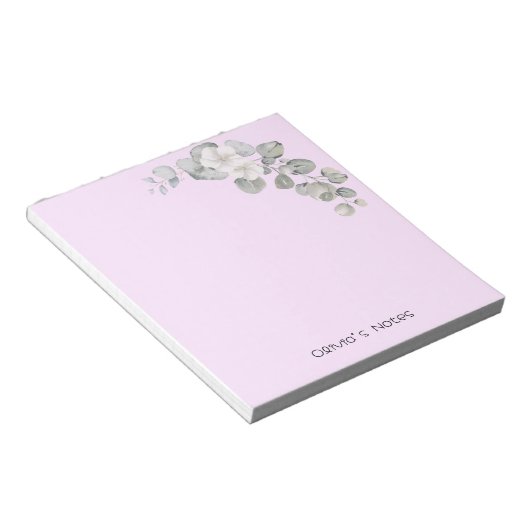 Bloc-note dégradé de fleurs rose Nom personnalisé (Incliné)