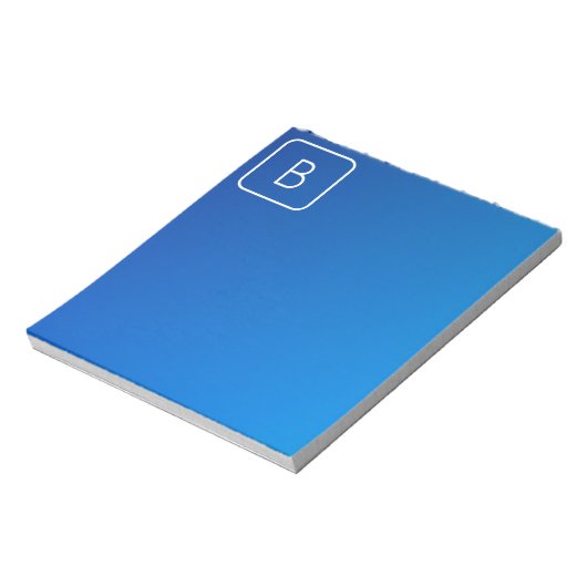Bloc-note Dégradé et monogramme bleu moderne simple (Tourné)