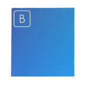Bloc-note Dégradé et monogramme bleu moderne simple (Devant)