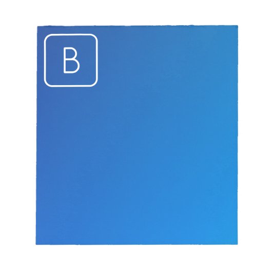 Bloc-note Dégradé et monogramme bleu moderne simple (Devant)