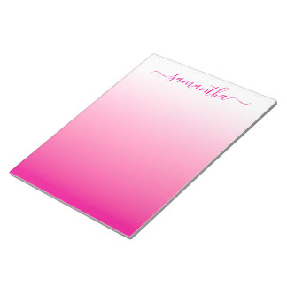 Bloc-note Dégradé lisse rose chaud Signature féminine