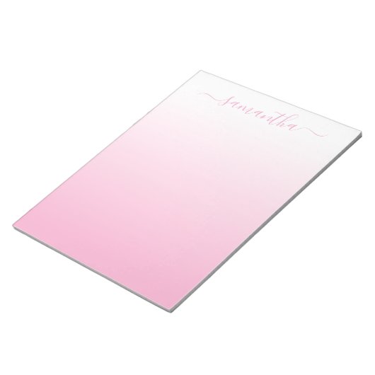 Bloc-note Dégradé lisse rose clair Signature girly (Incliné)