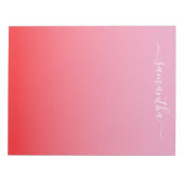 Bloc-note Dégradé Rose Clair Rouge Clair Signature Féminine (Devant)