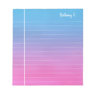 Bloc-note Dégradé rose cyan personnalisé ligné