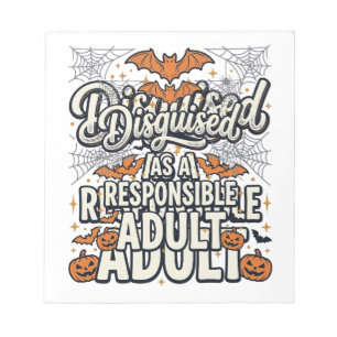 Bloc-note Déguisé en vecteur Halloween d'adulte responsable