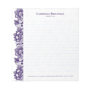 Bloc-note Dentelle fleurie vintage violette