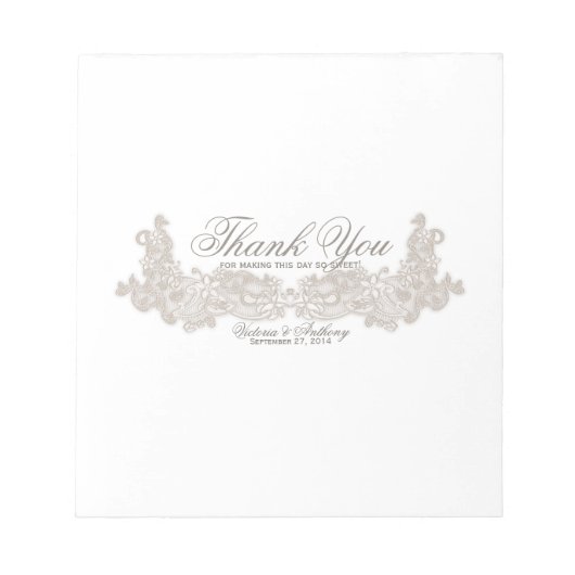 Bloc-note Dentelle florale victorienne Design blanc Barre de (Devant)
