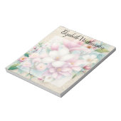 Bloc-note Dentelle monogramme fleur de magnolia rose violet (Tourné)