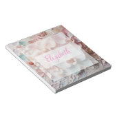 Bloc-note Dentelle monogramme fleurs florales rose pastel or (Incliné)