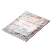 Bloc-note Dentelle monogramme fleurs florales rose pastel or (Tourné)