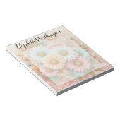 Bloc-note Dentelle monogramme fleurs roses blanches bleues m (Incliné)