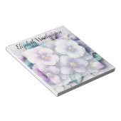 Bloc-note Dentelle monogramme floral fleurs pensées rose vio (Incliné)