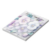 Bloc-note Dentelle monogramme floral fleurs pensées rose vio (Tourné)