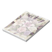 Bloc-note Dentelle monogramme florale roses violettes lis la (Tourné)