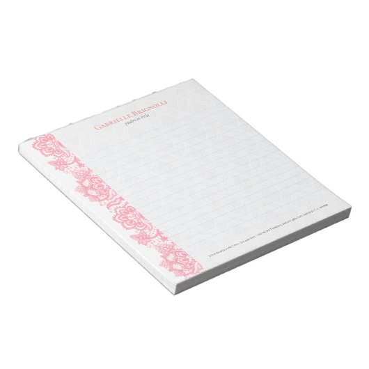 Bloc-note Dentelle vintage rose (Incliné)