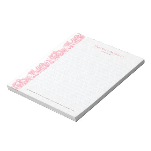 Bloc-note Dentelle vintage rose (Tourné)