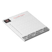 Bloc-note Dentelles florales noires et Damas blanches monogr (Incliné)