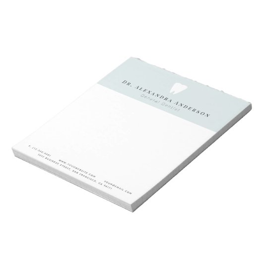 Bloc-note Dentiste dents Bleu clair et blanc (Tourné)