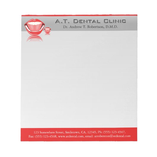 Bloc-note Dentiste Grosse Bouche Petits Notepads dentaires (Devant)