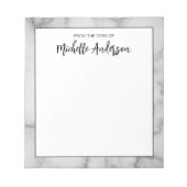 Bloc-note Depuis le bureau de Faux marbre blanc Nom Élégant (Devant)