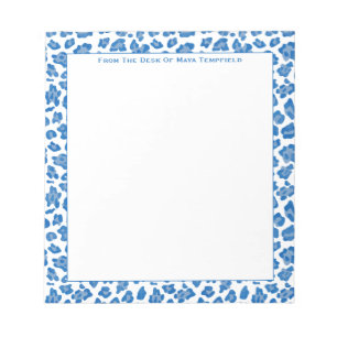 Bloc-note Depuis le bureau de Preppy Blue & White Animal Pri