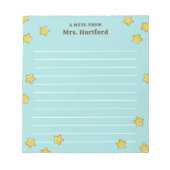 Bloc-note Des Étoiles Brillantes Turquoise Aligné Une Note D (Devant)