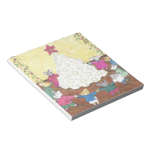 Bloc-note Des souris autour d'un arbre de Noël au fromage (Incliné)