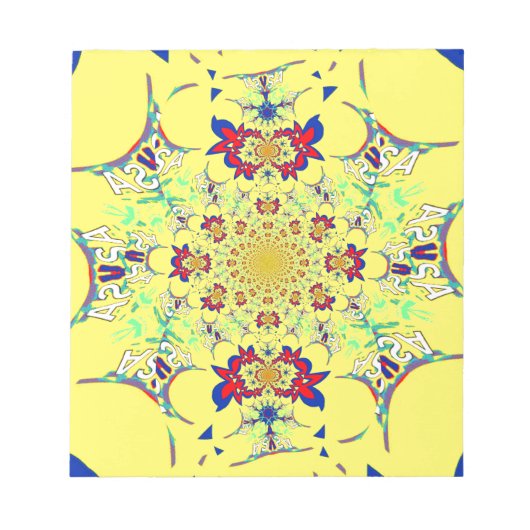 Bloc-note Design coloré à damas floral brillant (Devant)