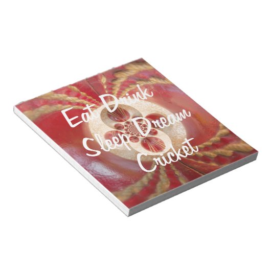 Bloc-note Design de boules de cricket rouge (Incliné)