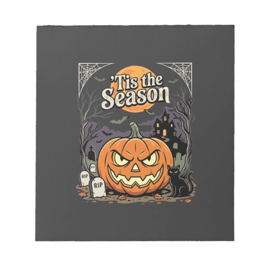 Bloc-note Design de chat de citrouille de la saison d'Hallow (Devant)