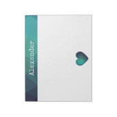 Bloc-note Design de coeur bleu personnalisable nom post-it n (Tourné)