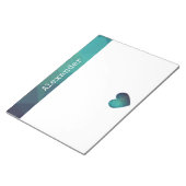 Bloc-note Design de coeur bleu personnalisable nom post-it n (Incliné)