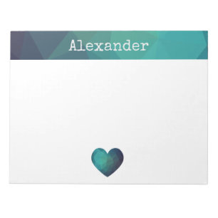 Bloc-note Design de coeur bleu personnalisable nom post-it n