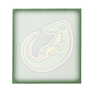Bloc-note Design De Dessin D'Alligator Vert Et Jaune