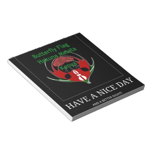 Bloc-note Design du Bouclier kenyan : Drapeau de papillon. (Incliné)