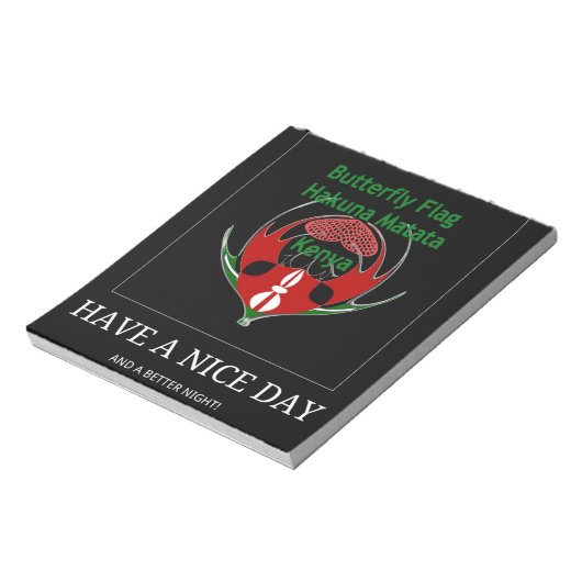 Bloc-note Design du Bouclier kenyan : Drapeau de papillon. (Tourné)