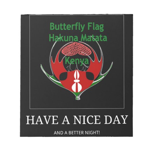 Bloc-note Design du Bouclier kenyan : Drapeau de papillon. (Devant)