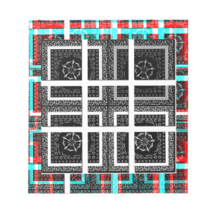 Bloc-note Design graphique À damiers noir, blanc et rouge