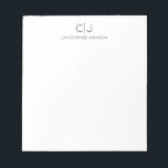 Bloc-note Design Moderne Chic Simple Noir Simple Monogramme<br><div class="desc">Élégant Bloc-notes moderne chic simple Noir basique Monogramme Noir. Personnalisez-le avec vos initiales et votre nom de monogramme.</div>