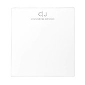 Bloc-note Design Moderne Chic Simple Noir Simple Monogramme (Devant)