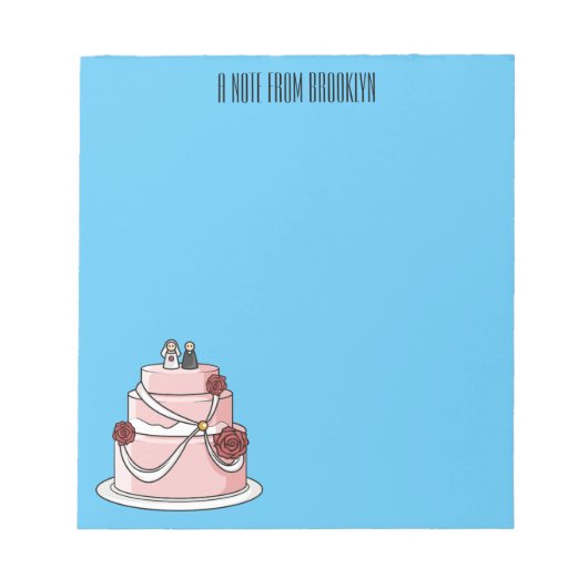 Bloc-note dessin animé de gâteau mariage (Devant)