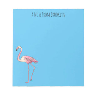 Bloc-note dessin animé d'oiseau Flamant rose