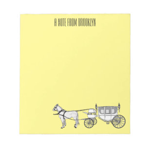 Bloc-note dessin animé mariage cheval & calèche