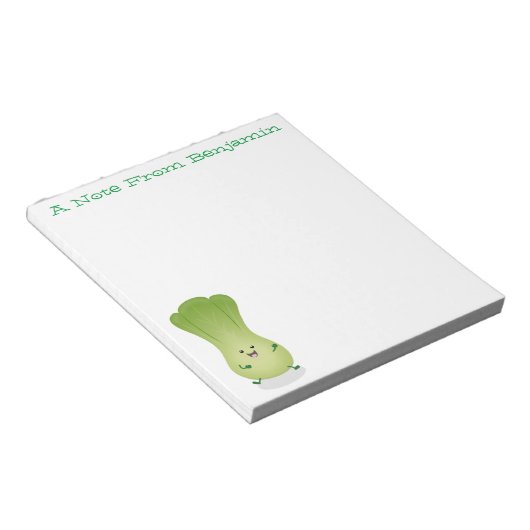 Bloc-note dessin animé mignon de bok choy (Incliné)
