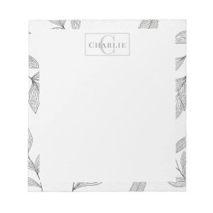 Bloc-note Dessin Botanique Minimaliste Monogramme Personna