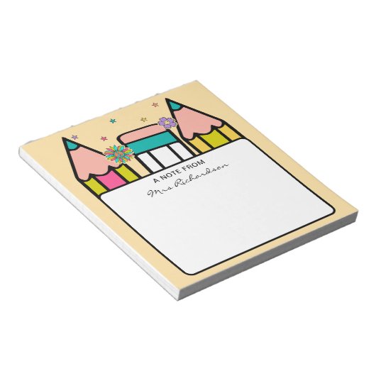 Bloc-note Dessin de dessin au crayon du nom de l'enseignant  (Incliné)