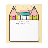 Bloc-note Dessin de dessin au crayon du nom de l'enseignant  (Devant)