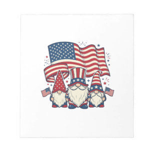 Bloc-note Dessin de gravure vintage de gnome patriotique_1